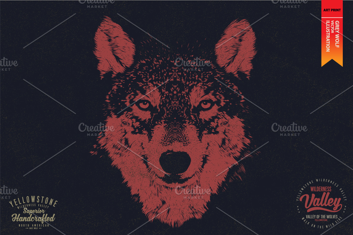 GREY WOLF - Vector illustration, an Animal Illustration by Artistic & Unique (Photo 2 of 12)