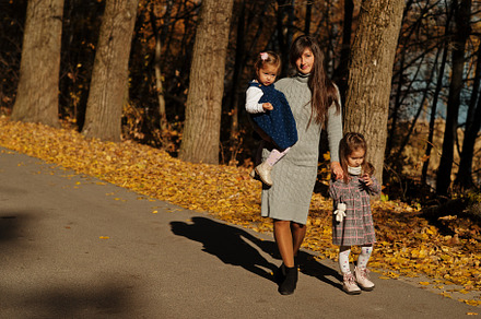 Mother with two daughters at autumn park., a Person Photo by AS photostudio