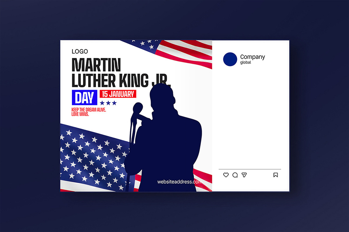 MLK Day Celebration Instagram Post, a Social Media Template by RamStudio2 (Photo 3 of 4)