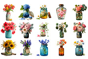 Floral Jars Clip Arts, an Illustration by Craft Nest (Thumbnail 2 of 4)