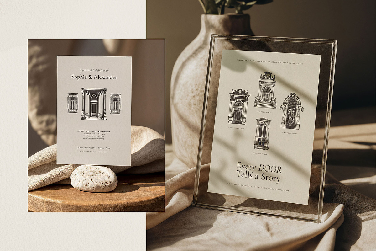 100 Architectural Door Illustrations, an Object Illustration by KetteCreate (Photo 11 of 14)
