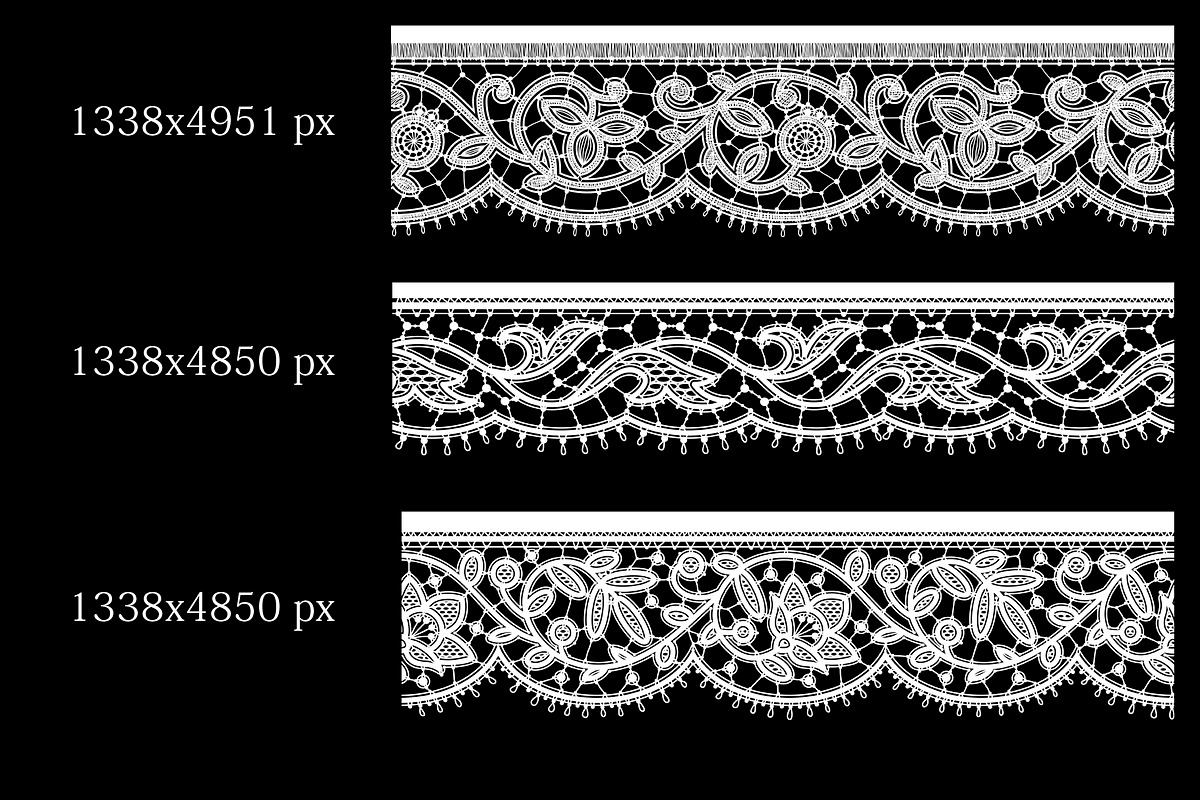 Lace seamless patterns and ribbons
