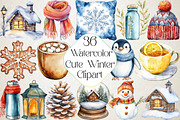 Watercolor Cute Winter Clipart Bundl, an Illustration by DreamPrint404 (Thumbnail 1 of 7)