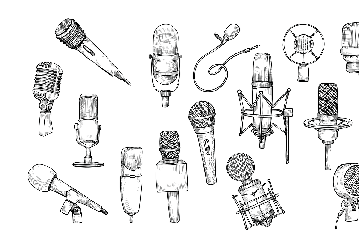microphone handdrawn collection, an Object Graphic by nikagraphic