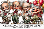Whimsical Old Man Birthday Clipart, an Illustration by Craft Nest (Thumbnail 1 of 8)