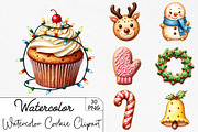Watercolor Christmas Cookie Clipart, an Illustration by CrexoraLab (Thumbnail 1 of 5)