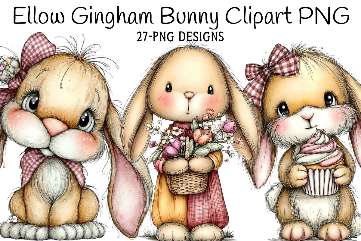 Ellow Gingham Bunny PNG, an Illustration by Daily.Designs (Photo 1 of 6)