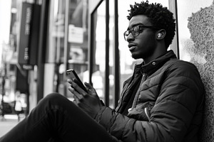 Young Black man sitting on a park be, a Photo by Iftikhar Alam