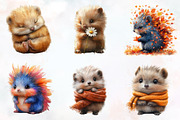 Porcupine Watercolor Cliparts, an Illustration by RobertsArt (Thumbnail 2 of 7)