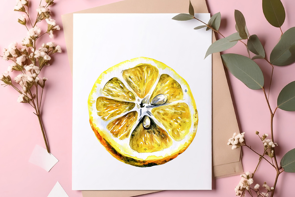 Watercolor Lemon Clipart, an Illustration by SinaCreation (Photo 5 of 7)