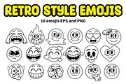 Vector 18 Retro Style Emojis, a Decorative Illustration by Andres M Rodriguez (Thumbnail 2 of 3)