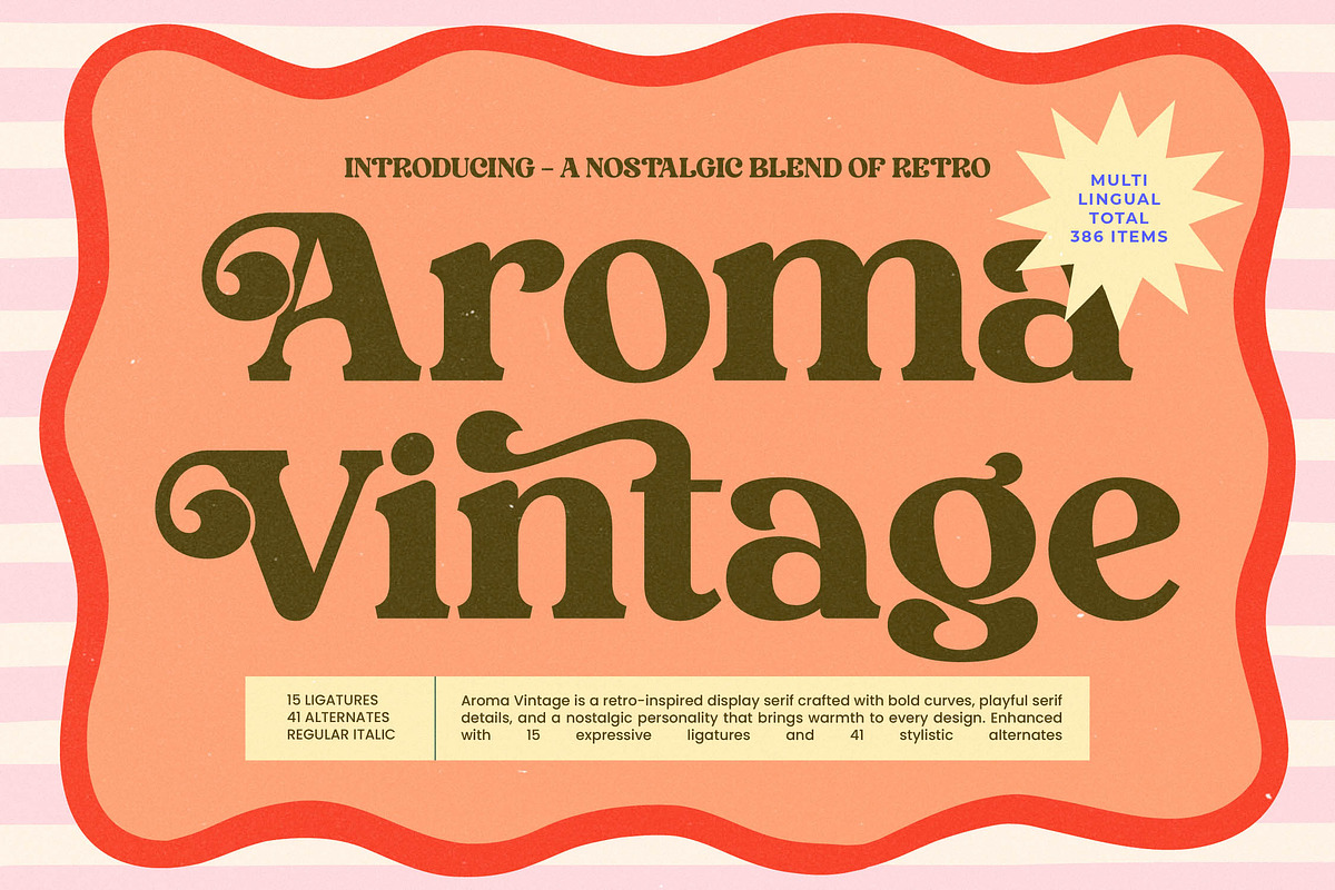 Aroma Vintage - Retro Serif Font, a Serif Font by timelesstype.co (Photo 1 of 15)