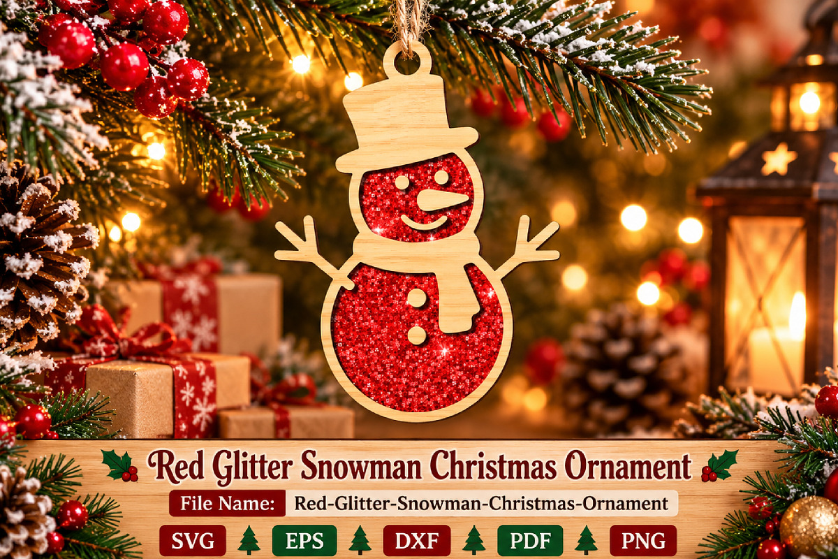 Snowman Christmas Ornament Laser Cut, an Object Graphic by DreamCafeArt (Photo 1 of 3)