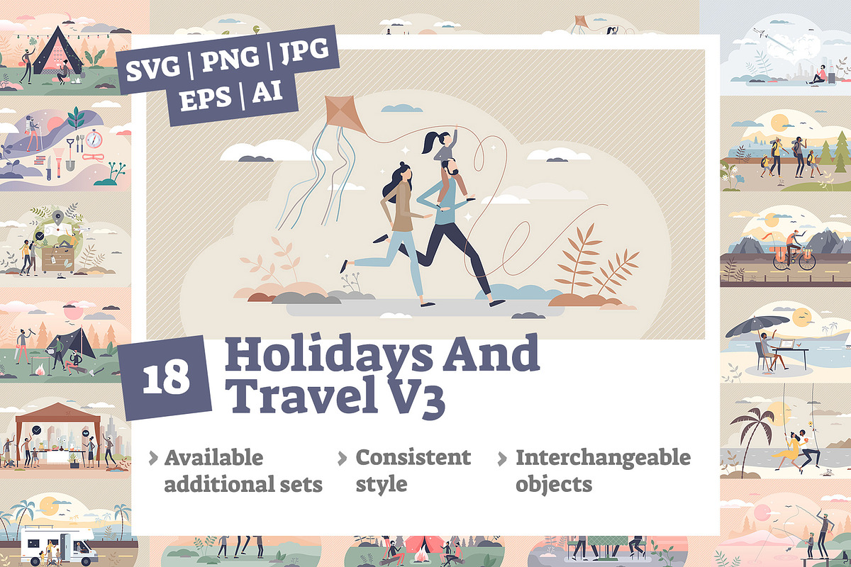 18 Holidays And Travel V3 Concepts, a Food Illustration by VectorMine (Photo 1 of 8)
