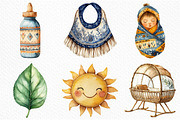 Watercolor Boho Baby Clipart Bundle, an Illustration by Craft Nest (Thumbnail 2 of 6)