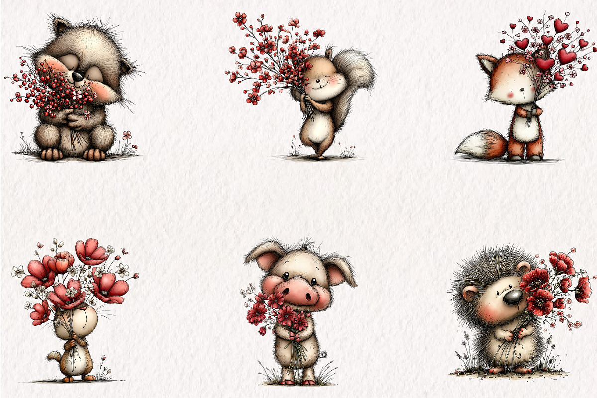 Floral Animals Clipart PNG Bundle, a Seasonal Illustration by CreationArt (Photo 3 of 5)