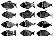 Monochromatic retro school of fish, an Animal Illustration by Mintpoptrend (Thumbnail 1 of 4)