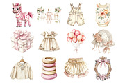 Watercolor Baby Birl Clothesline Cli, a Seasonal Illustration by Design Market (Thumbnail 3 of 6)