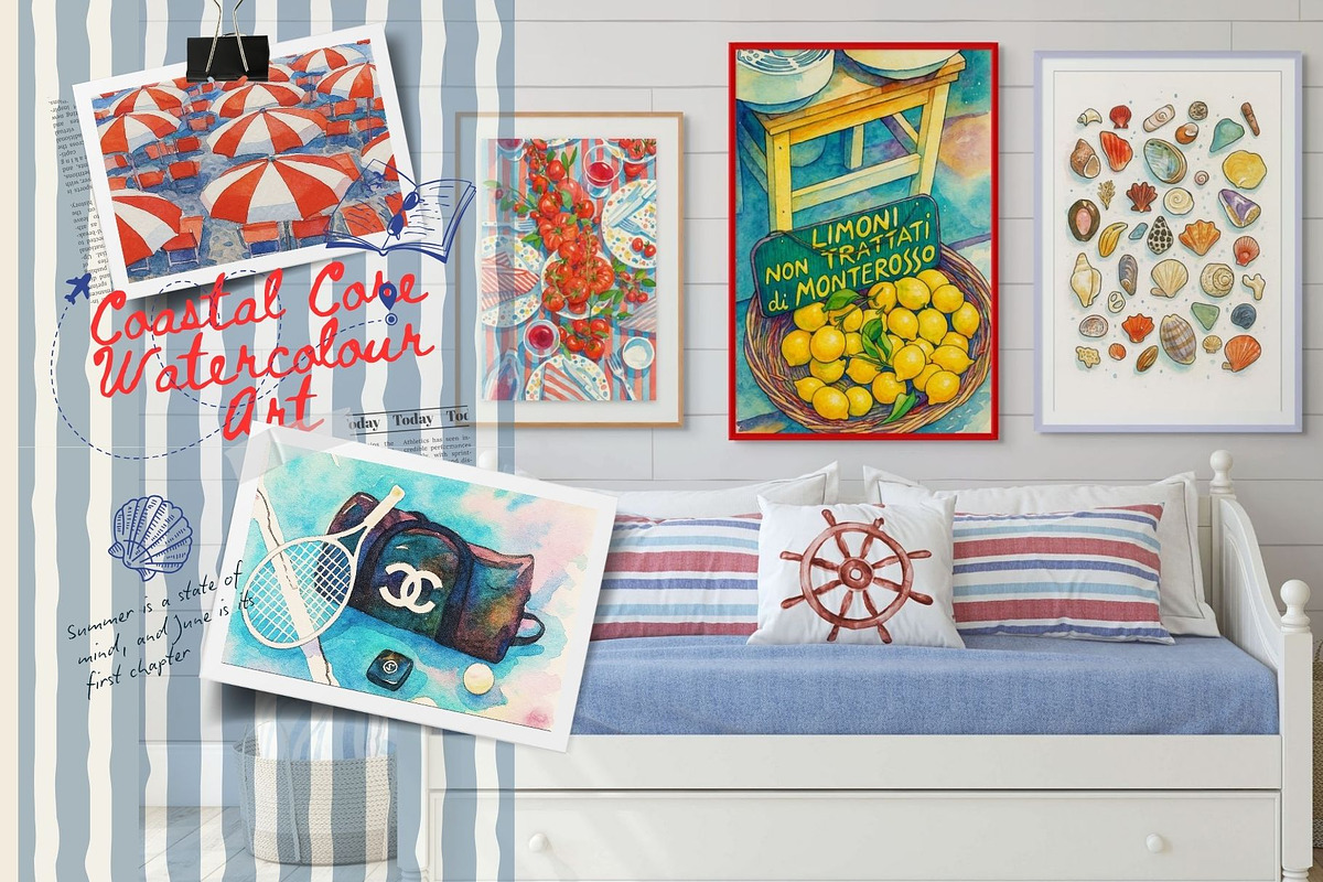 Coastal Core Watercolour Art Prints, a Decorative Illustration by Saint aury Studio (Photo 1 of 6)