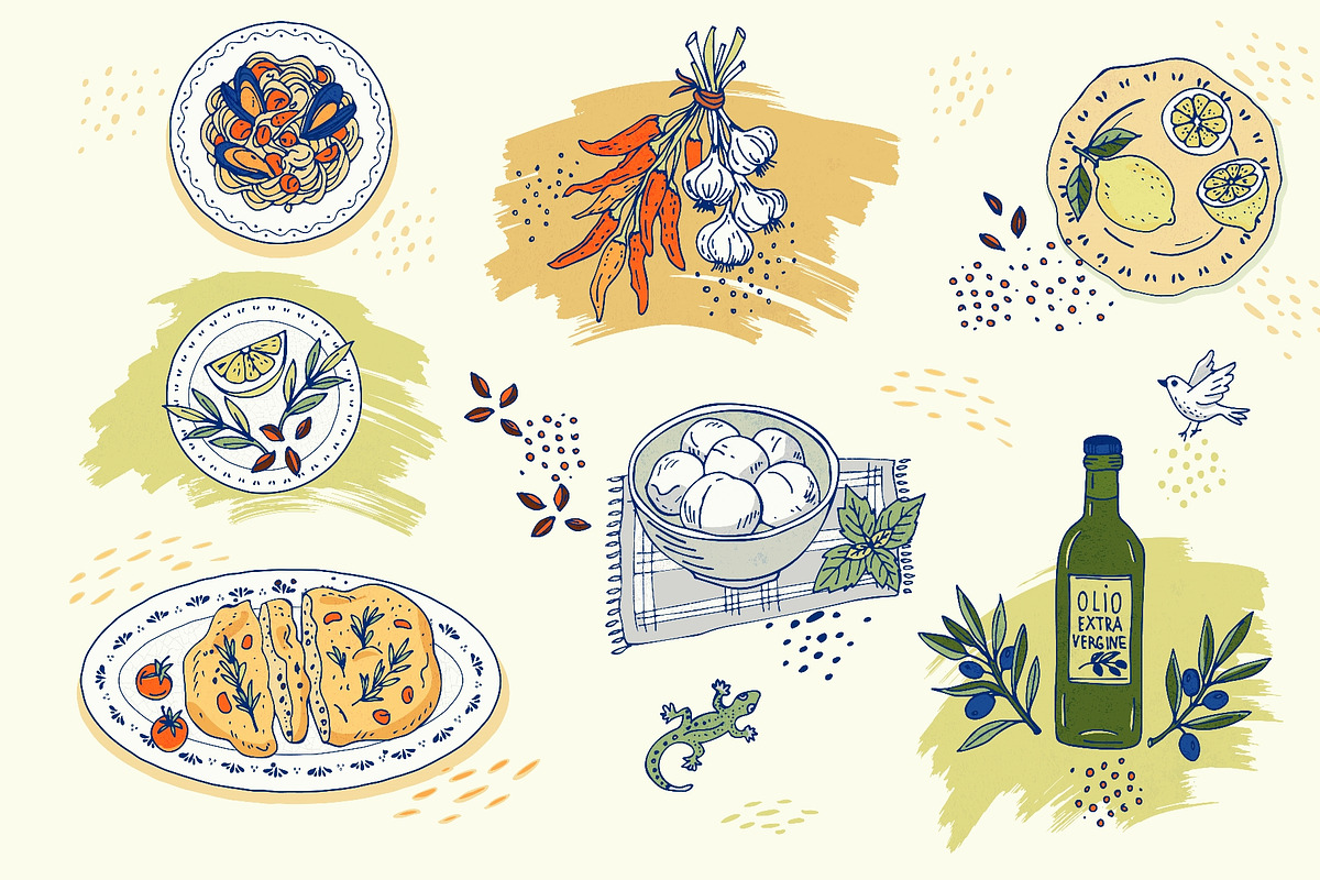 Hand drawn italian food set with, a Food Illustration by Zimages (Photo 3 of 3)
