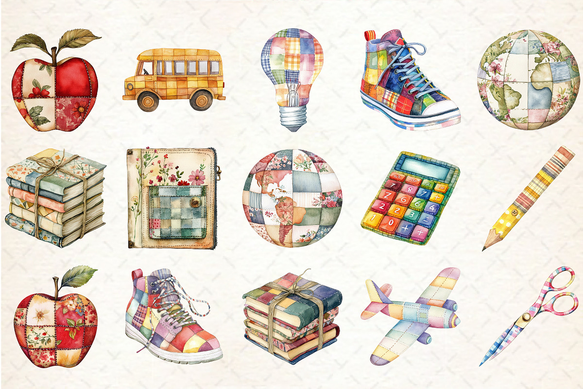 Patchwork Back to School Clipart, an Illustration by Rose Art (Photo 2 of 6)