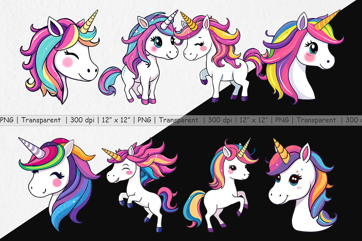 Happy Unicorn Clipart, a Graphic by Artnoy (Photo 2 of 5)