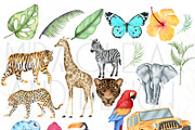 Watercolor Summer Safari Clipart Set, an Animal Illustration by MiracleArtAndDesign (Thumbnail 2 of 3)