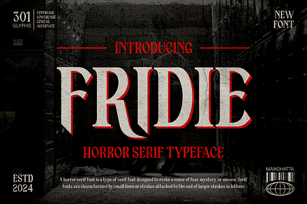 Fridie - Horror Serif Typeface, a Serif Font by MaikoHatta