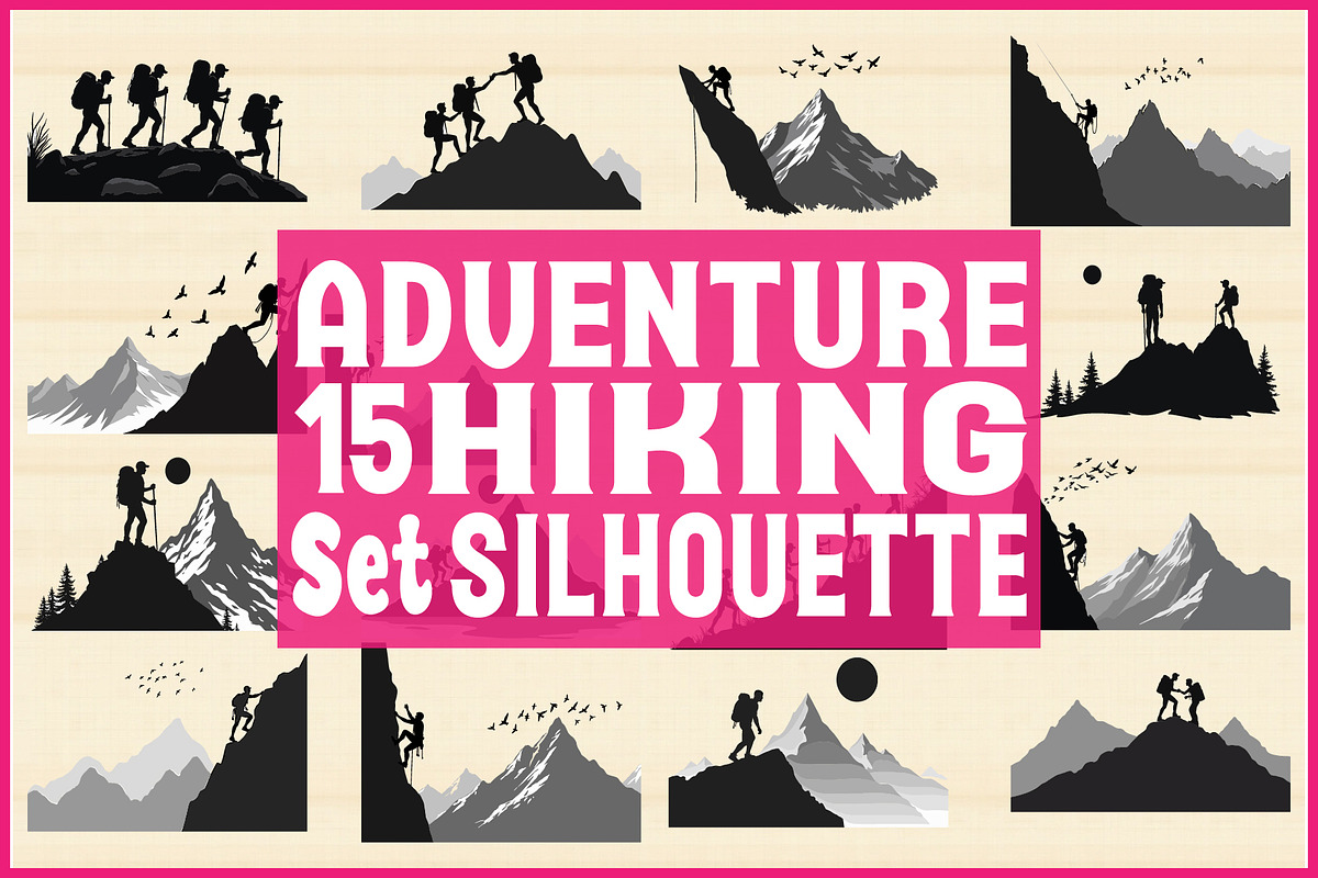 Adventure Hiking Silhouette Bundle, an Object Graphic by Designs_River (Photo 1 of 16)