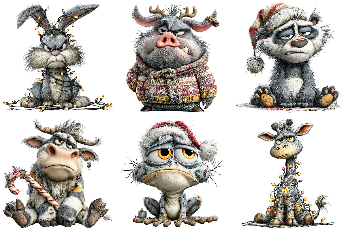 Whimsical Grumpy Christmas Animals, an Illustration by Craft Nest (Photo 8 of 9)