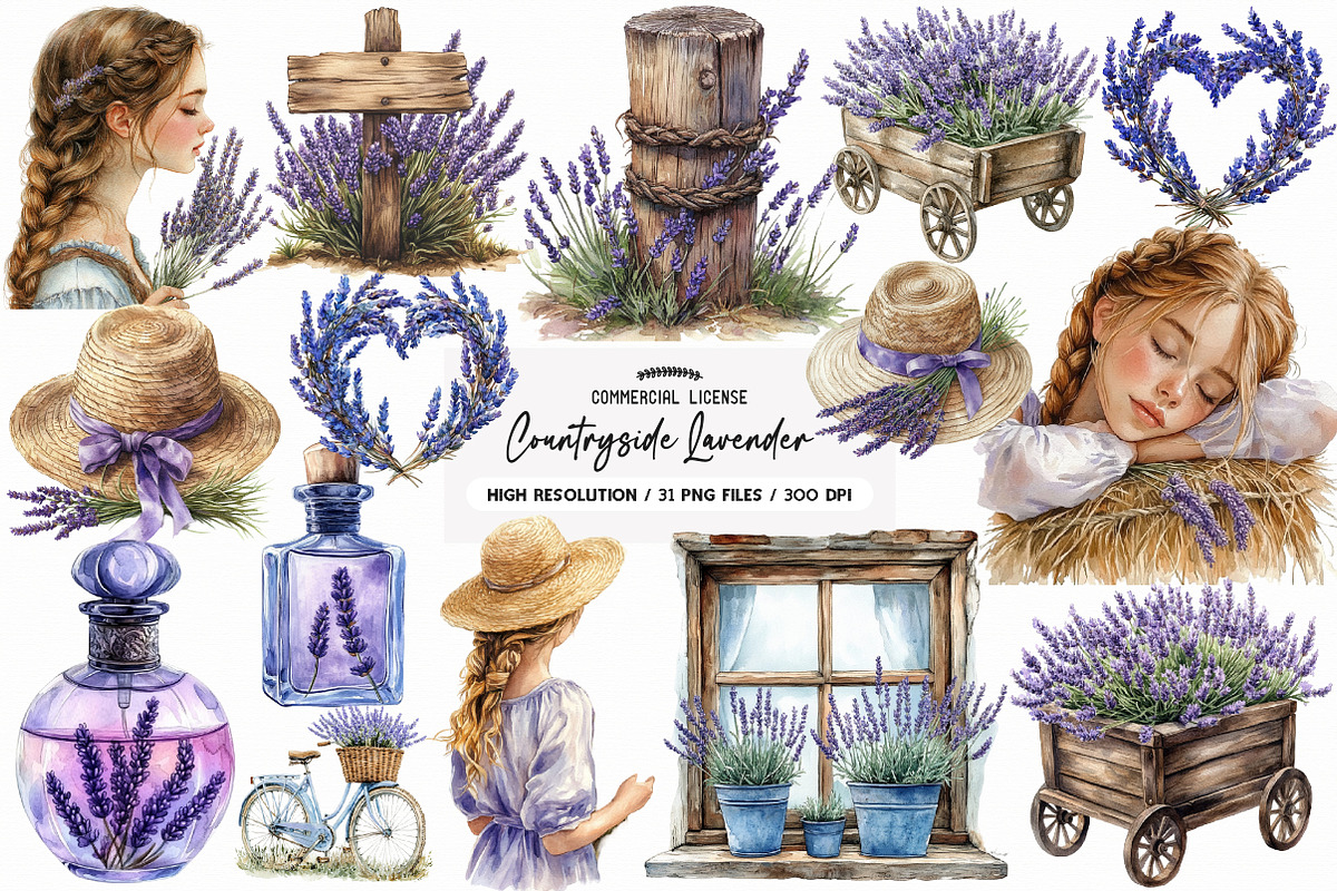 Countryside Lavender Clipart, an Illustration by SinaCreation (Photo 1 of 5)