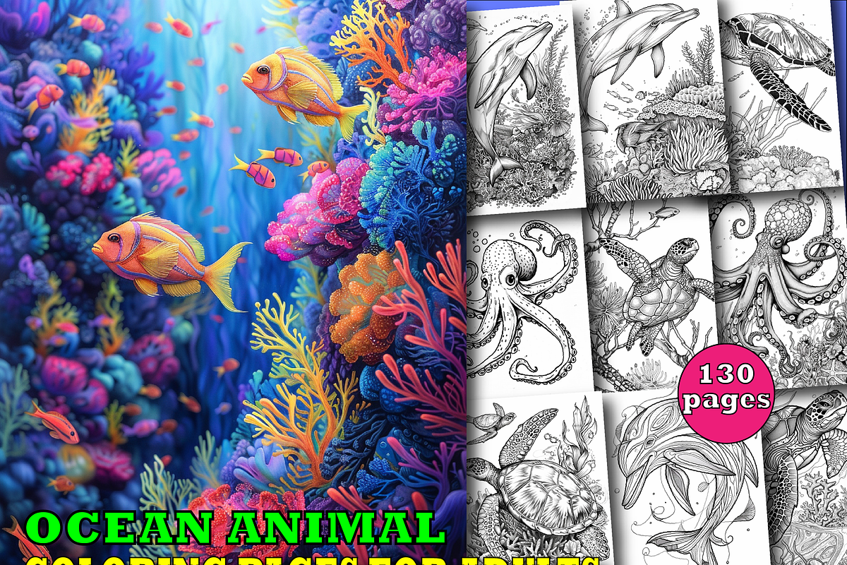 Ocean Animal Coloring Book V2, an Animal Illustration by Design Zone (Photo 1 of 7)