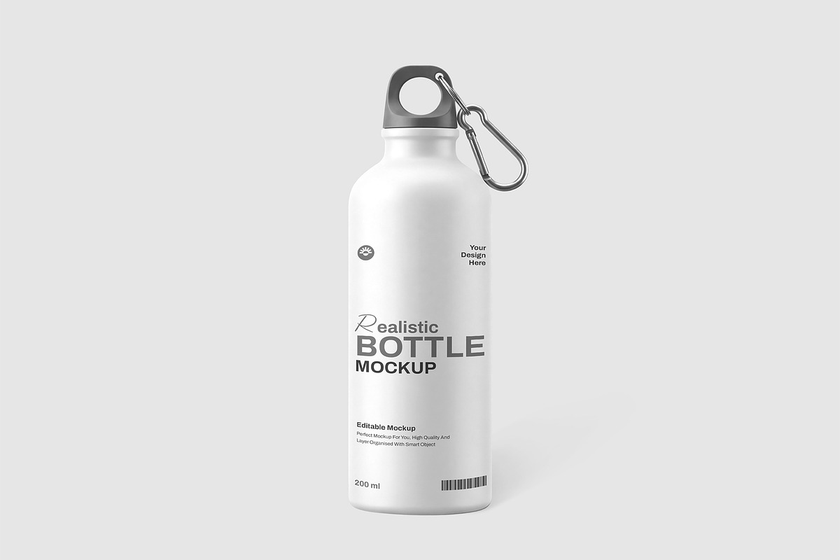 Water Bottle Mockup with Carabiner, a Packaging Mockup by graphypix (Photo 4 of 4)