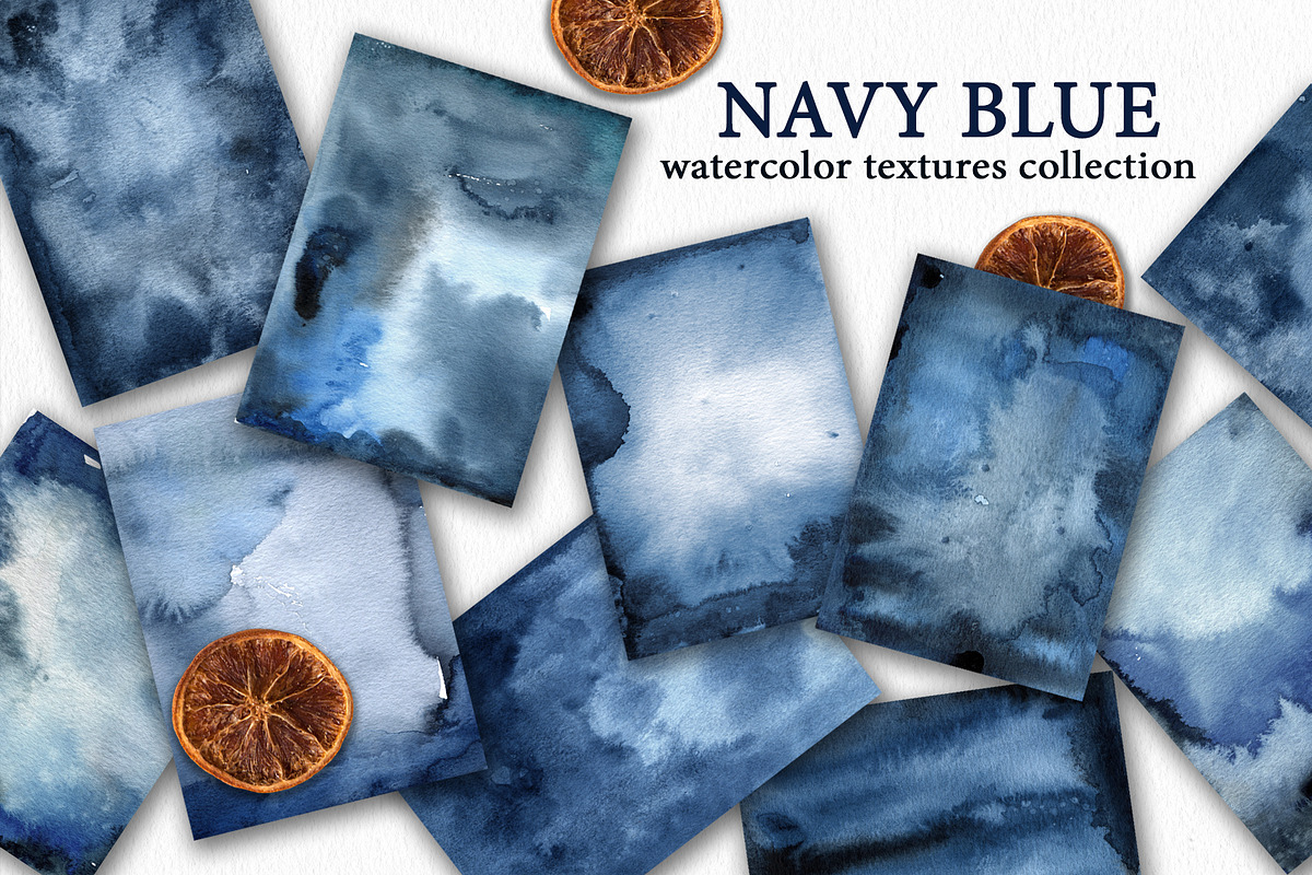 Navy Blue watercolor textures, a Texture Graphic by Marmoris.Arts (Photo 1 of 9)