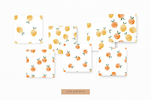 Lemon & Orange - Cute Watercolor Set