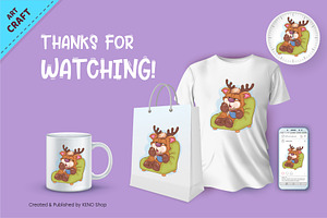 Cartoon Sleepy Deer. Clipart