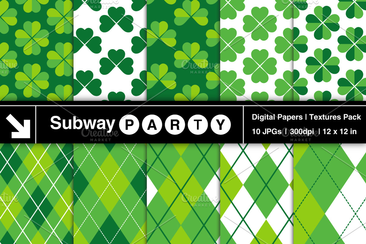 St Patrick's Argyle & Clovers Papers, a Pattern Graphic by SubwayParty