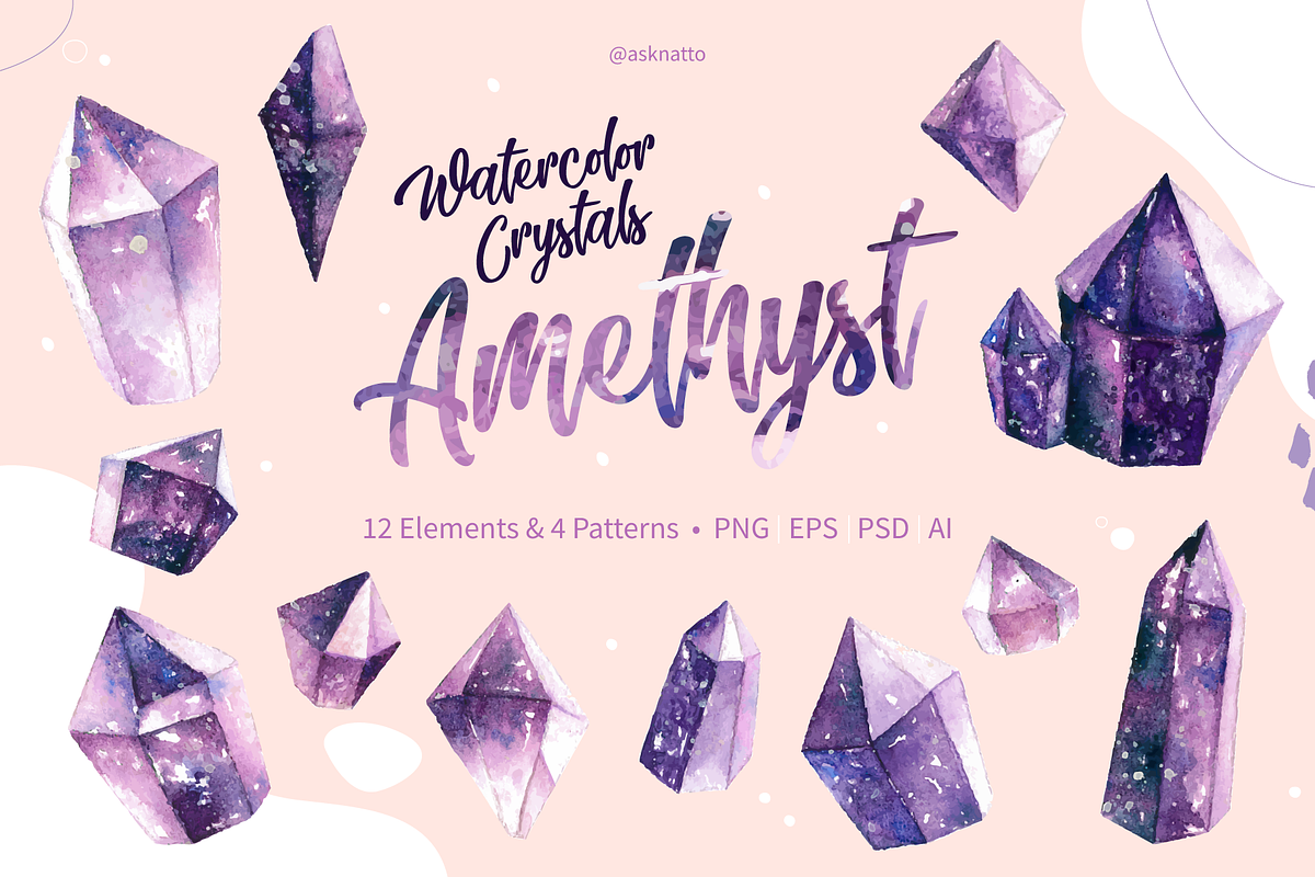 Watercolor Crystals - Amethyst, an Illustration by Nat (Photo 1 of 3)