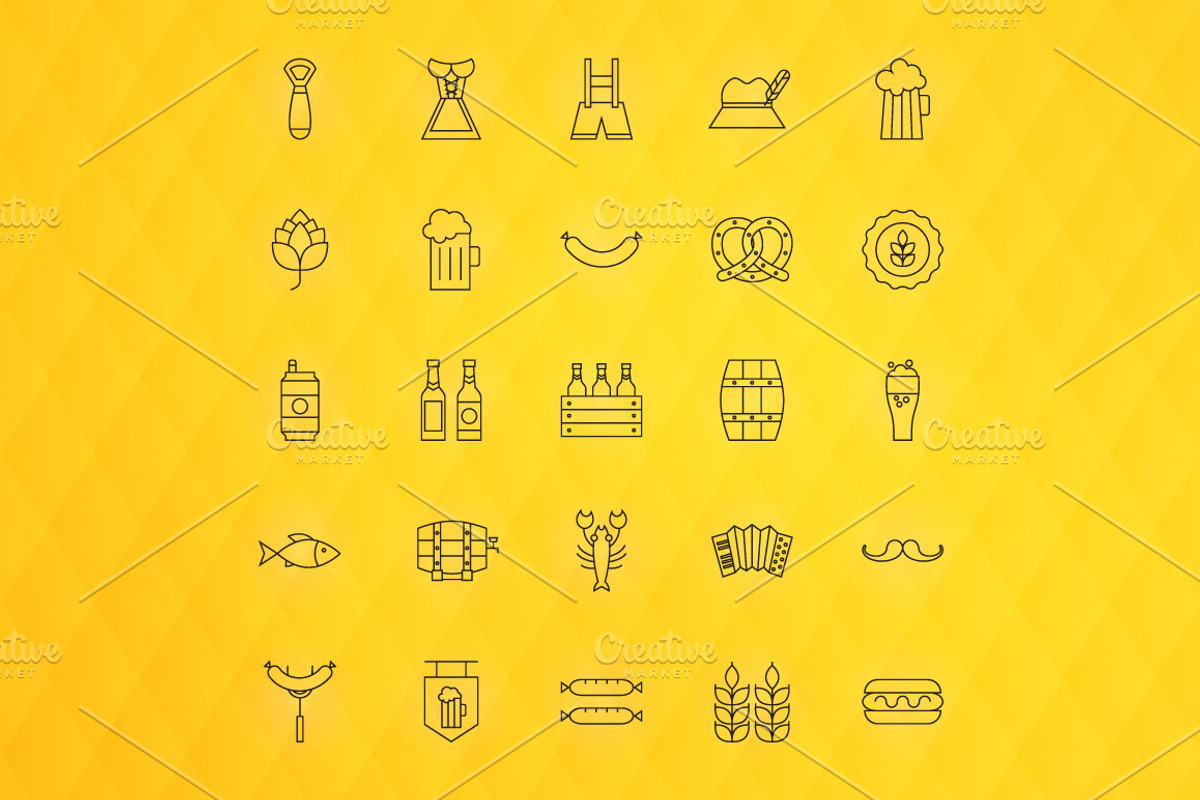 Oktoberfest Line Art Icons, an Outline Icon by Anna_leni (Photo 3 of 6)