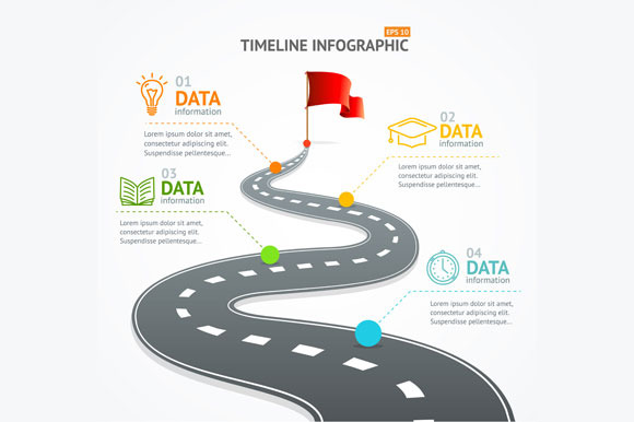 Infographic Timeline and Road, a Work Illustration by Vector and Templates
