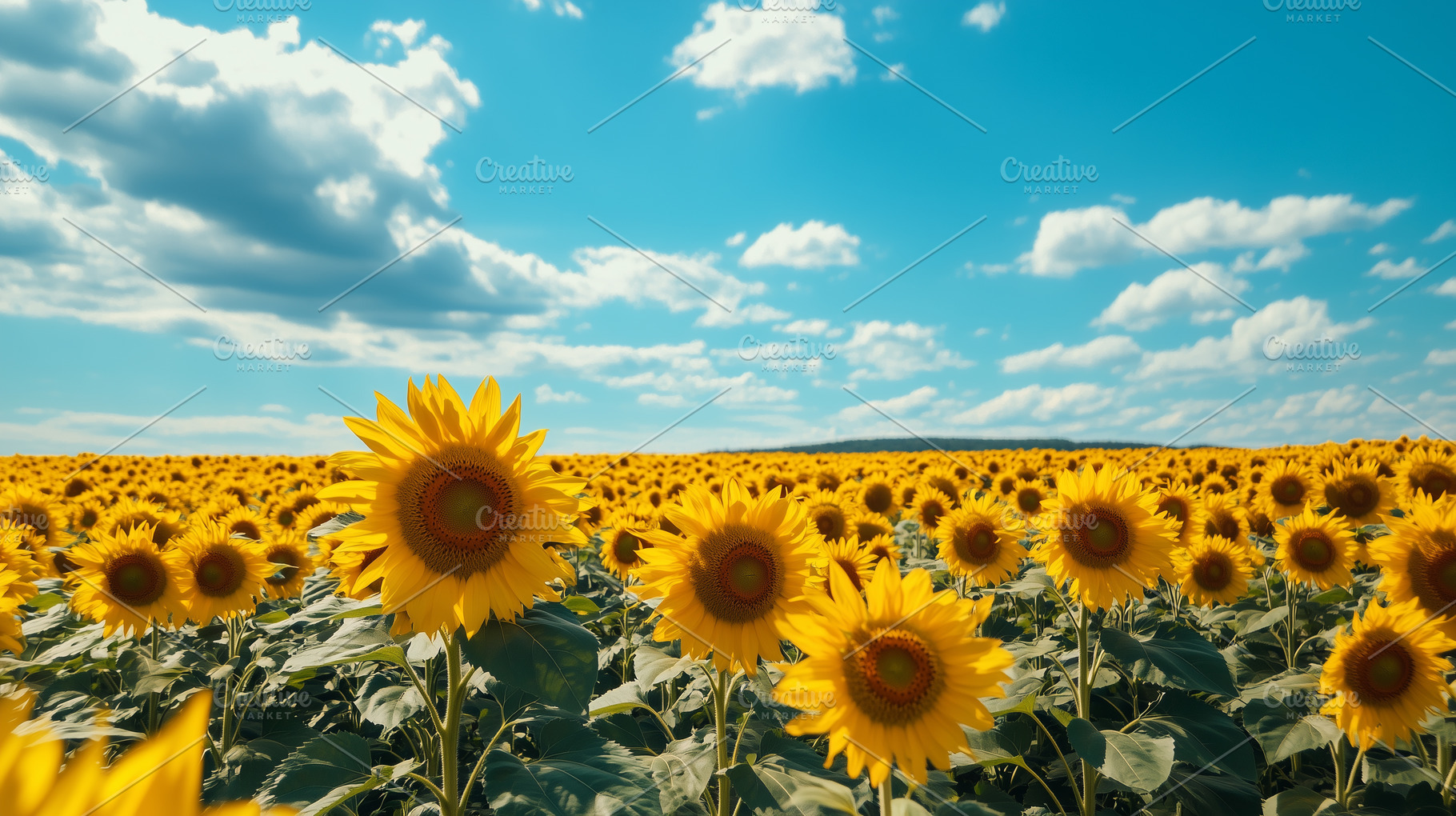 Yellow sunflowers on a field, a Nature Photo by MistyDay