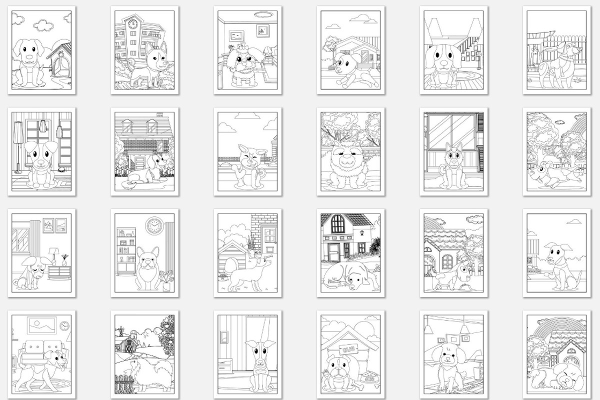 237 Cute Dog Coloring Pages Vector, an Animal Illustration by Blue Digital Studio (Photo 9 of 9)
