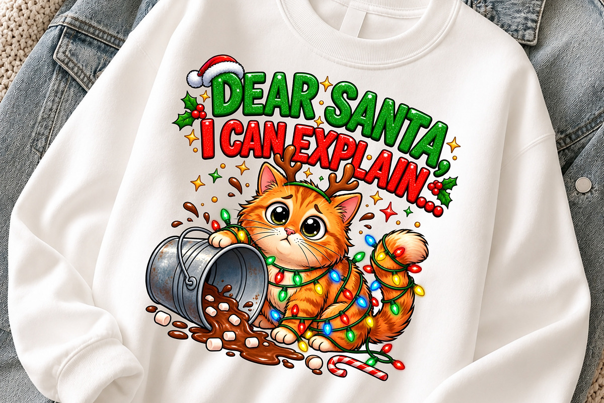 Funny Christmas Cat PNG Dear Santa, an Object Graphic by Zahyl Studio (Photo 3 of 7)