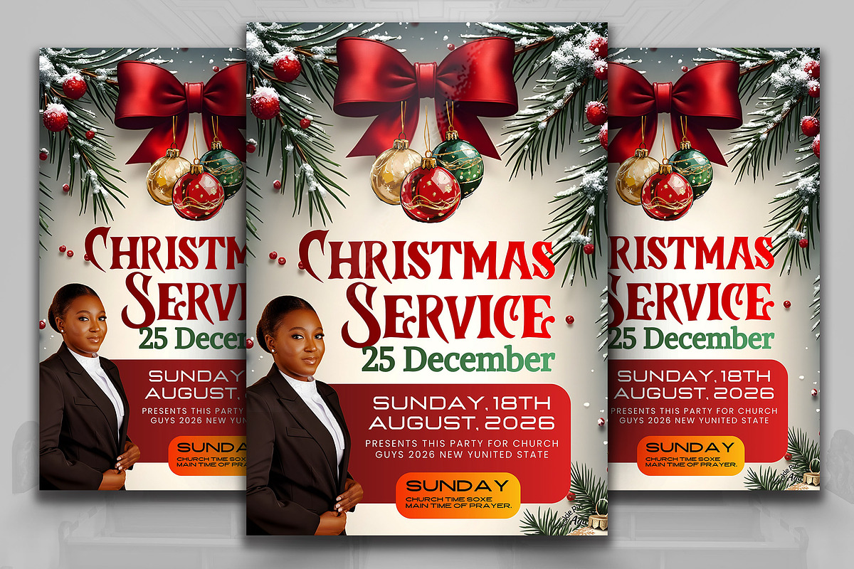 Christmas Service Church Flyers preview 2