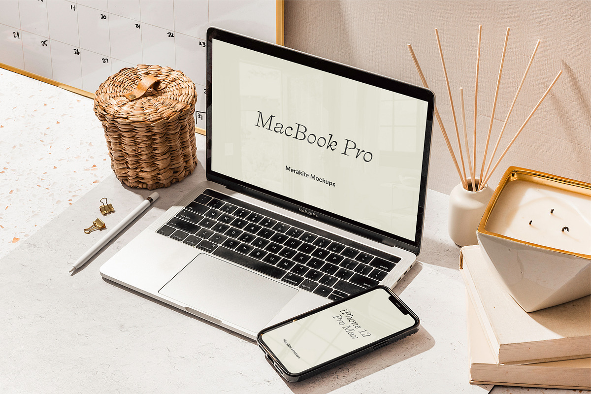 MacBook Pro and iPhone PSD Mockup, a Books & Magazine Mockup by Area Mockups (Photo 1 of 2)