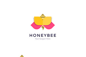 Honey Bee Logo - Flower Logo