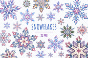 Watercolor Winter Snowflakes Clipart, a Seasonal Illustration by Whimsy Brush Studio (Thumbnail 1 of 8)