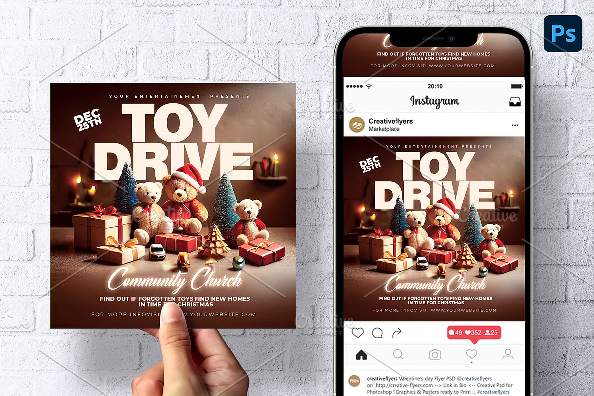 Christmas Toy Drive Flyer Template, a Design Template by Rome B Creation (Photo 2 of 2)