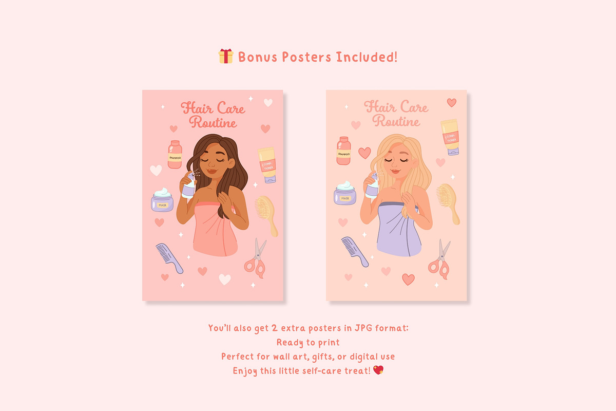 Hair Care Routine Clipart, an Illustration by Bielousova Art (Photo 5 of 9)
