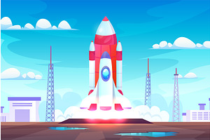 Rocket launch station. Satellite, a Transportation Illustration by Stock-Smart-Start